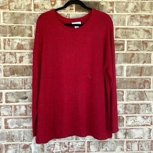 Liz Claiborne Red Heathered Crew Neck Sweater